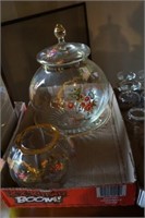 Punch Bowl, Cups, Candy Dish, & Platter