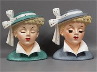 2 Napco Vintage Head Vase 1958