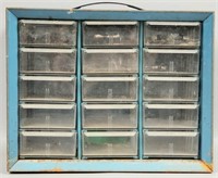 Vintage Blue Metal Akro-Mils Storage Organizer