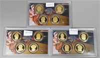 Three US Mint Presidential $1 Coin Proof Set