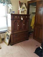 COUNTRY TIN COLLECTION 6 DRAWER ARMOIRE OAK