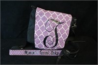 Purple & White Camera Bag with T and Camera Strap