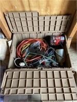 Tote of Electrical/Garage Supplies