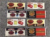 8 NEW OLD STOCK ADVERTISING CAN LABELS