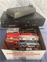 Combo DVD & VHS Player, Rewinder & VHS Tapes