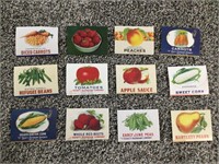 12 NEW OLD STOCK VEGETABLE CAN LABELS