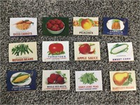 12 NEW OLD STOCK VEGETABLE & FRUIT  CAN LABLES