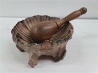 Vintage wood mortar and pestle