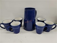 Sur La Table pitcher with 6 bai mugs