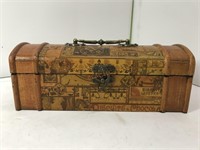 Vintage ornate wooden box with unique latch