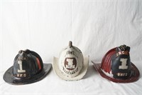 Three Antique Fireman's Helmets