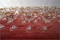 Fine Gold Rimmed Etched Crystal stemware - 52 pcs