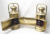 Pair of Antique Brass Perko Ships lights
