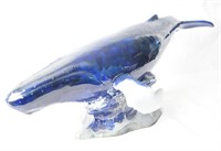 Handpainted glazed ceramic Blue Whale sculpture