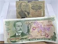 25 C FRACTIONAL CURRENCY AND CR CINCO COLONES