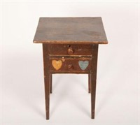 Two-Drawer Table with Hearts, Ontario, Circa 1835