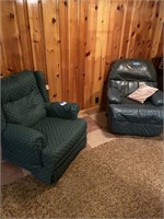 GREEN FABRIC RECLINERS (2)