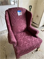 MAROON WINGBACK UPHOLSTERED CHAIR