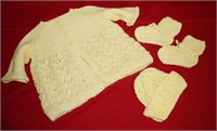Hand-knitted baby SWEATER, HAT and BOOTIES