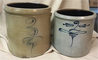 (2) Decorated Stoneware crocks, as is