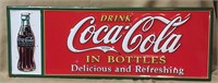 Embossed Tin Coca Cola Sign, 10"H x 28"L