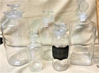 (5) Blown Apothecary Jars & Bottle