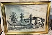 1873 Folk Art Farmhouse Drawing