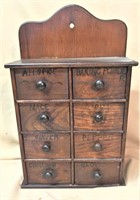 Wood (8) Eight Drawer Spice Chest