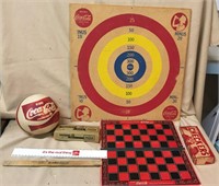 Vintage Coca Cola Lot, Dart Board, rulers, etc