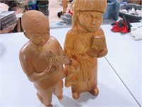 Wood carvings - children - signed BB
