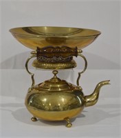 2 pcs Solid Brass Tea Pot & Footed Bowl