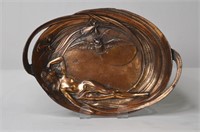 Art Nouveau Solid Copper Plate - Signed