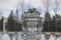 Early Pressed Glass Lidded Sugar Bowl c1800's