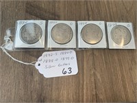 1882S, 1884O, 1888O, 1899O Morgan Silver Dollars