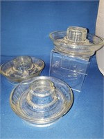 3 ANTIQUE GLASS CHICKEN FEEDERS