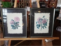 2 LARGE FRAMED AND SILK MATTED ROSE ART