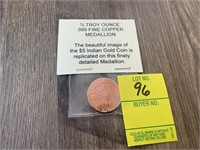 .999 Copper Indian Head Coin($5 Gold Coin Replica)