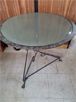 Vintage iron glass top outdoor table