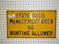 Metal Embossed 'State Quail Area-No Hunting' Sign*