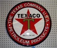 Reproduction  Metal Texaco Sign 23.5"  Round