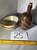 Frankoma Bowls and a brown Jug