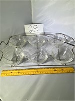 6 Glass Custard Cups & Wire Rack