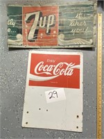 2 Metal SIGNS - Coca Cola & 7 Up