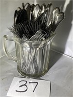 64 pc SILVERWARE and  Glass Pitcher