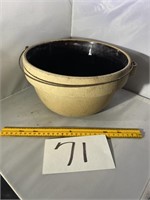 10" Brown Crock Bowl w/ Wire handle