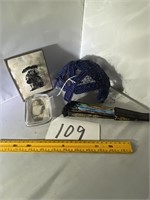 Vintage Lot- Hat, Fan, Paperweight, Victoria pic