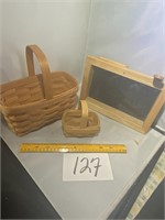 2 Longaberger Baskets, Display Cabinet