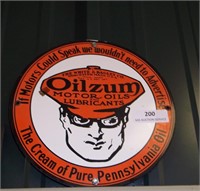 Oilzum Motor Oil 12" Round Reproduction Porcelain*