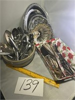LOt od Silverware and trays