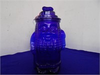 Blue Glass Peanut Jar